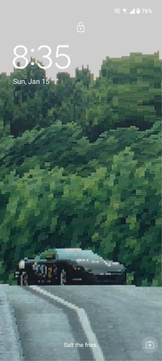 Android lock screen featuring a zoomed scene from the PSP version of Ridge Racer